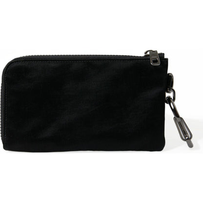 Dolce & Gabbana Black Nylon Logo Plaque Keyring Pouch Clutch Bag