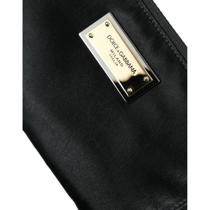 Dolce & Gabbana Black Nylon Logo Plaque Keyring Pouch Clutch Bag