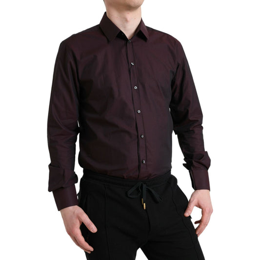 Dolce & Gabbana Maroon Jacquard Formal Dress MARTINI Shirt TSH84549-42