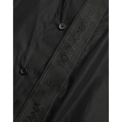 Dolce & Gabbana Black Cotton Logo Formal GOLD Dress Shirt