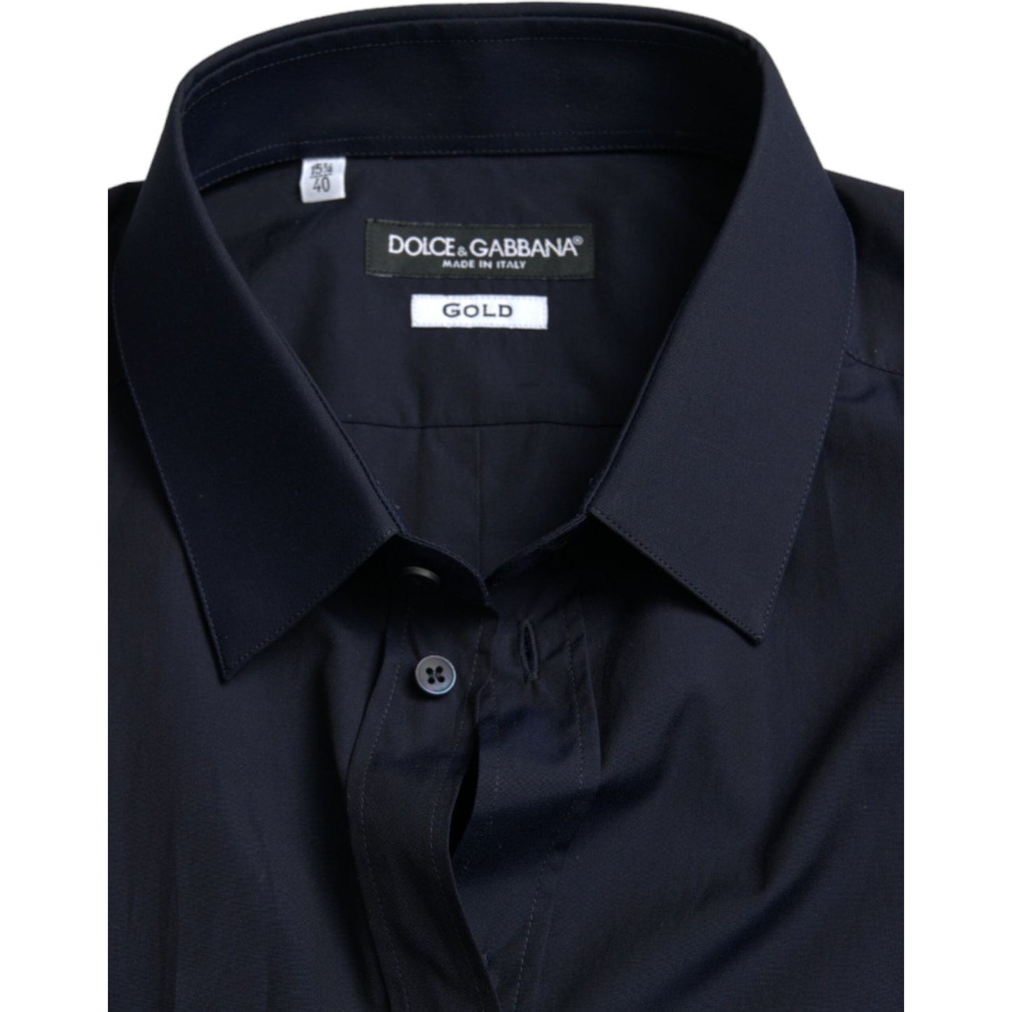 Dolce & Gabbana Navy Blue Slim Fit Formal GOLD Dress Shirt