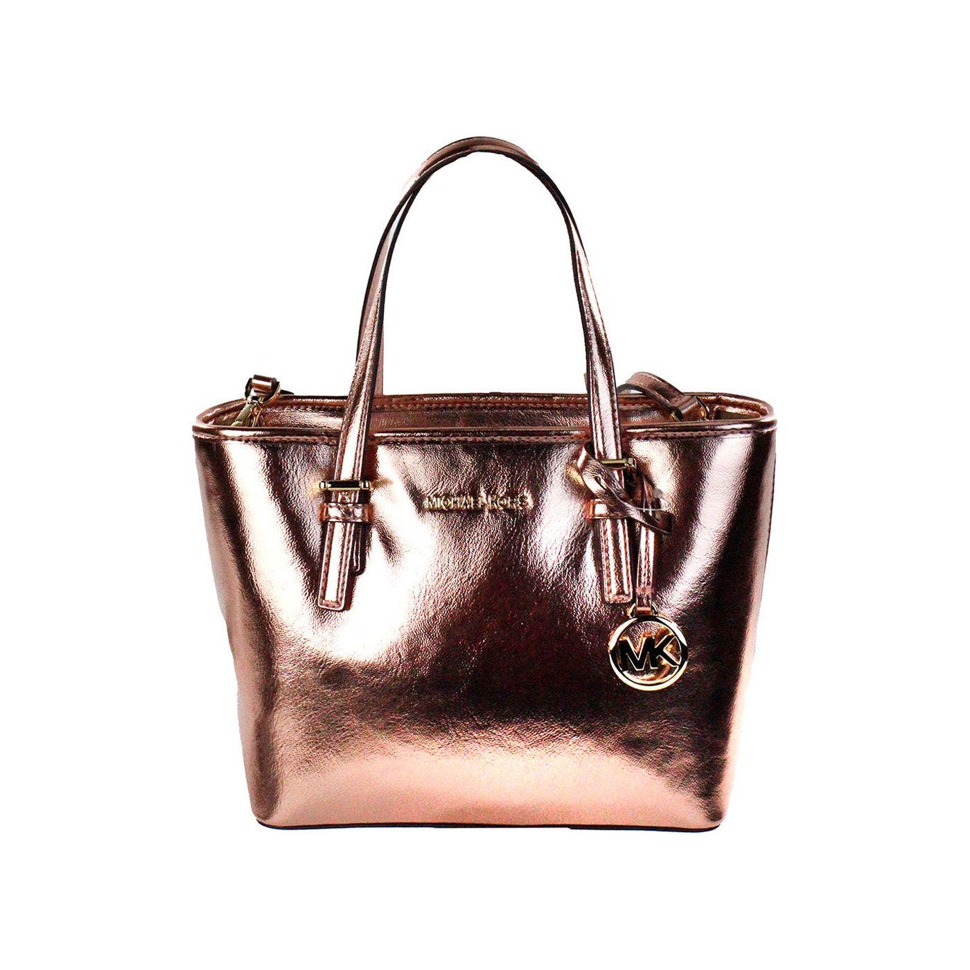 حقيبة مايكل كورس Jet Set Primrose Metallic XS Carryall Top Zip Tote Bag Wallet
