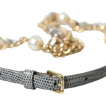 Dolce & Gabbana Blue Braided Gold Brass Chain Waist Belt