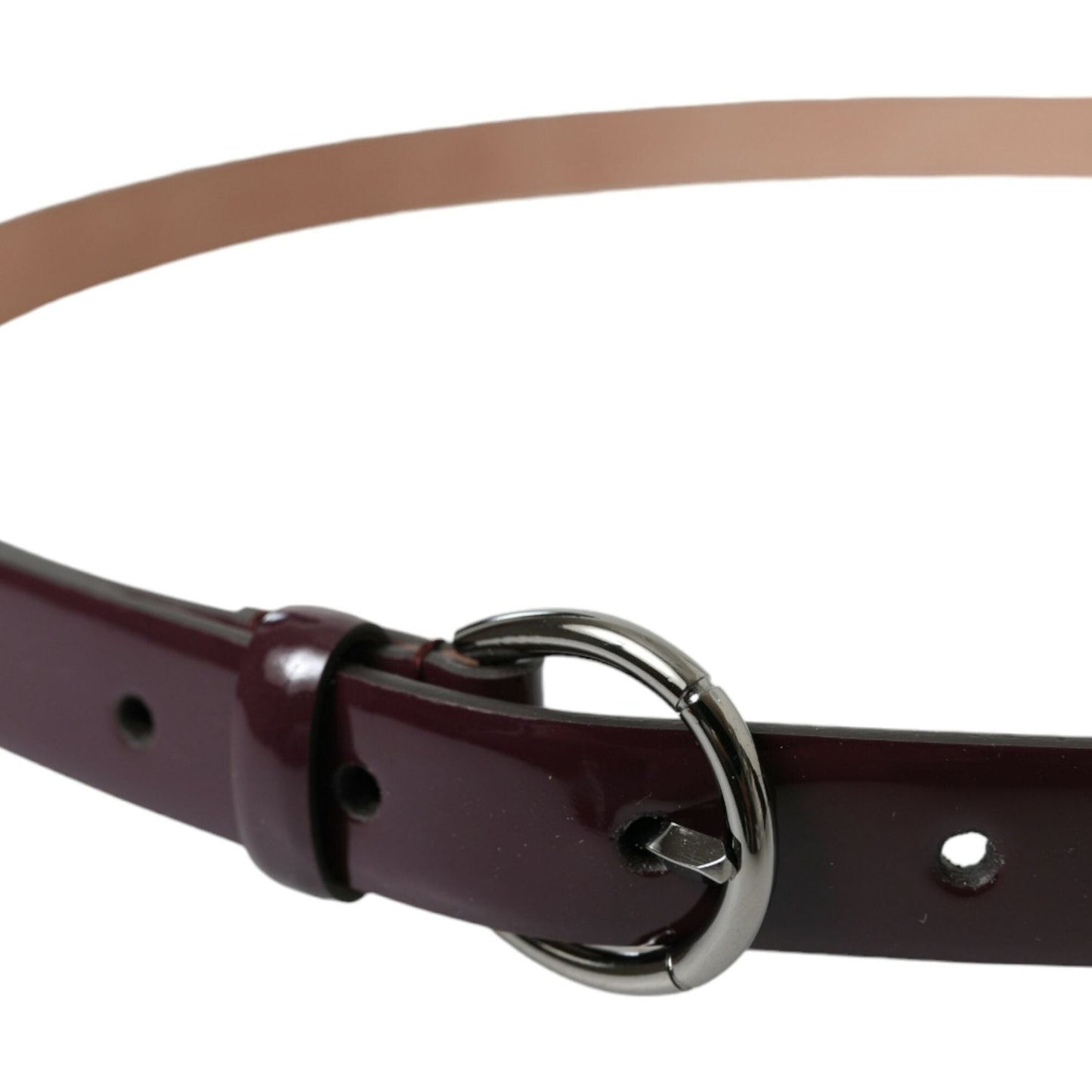 Dolce & Gabbana Maroon Leather Silver Metal Buckle Belt