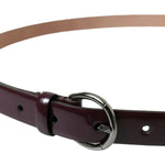 Dolce & Gabbana Maroon Leather Silver Metal Buckle Belt