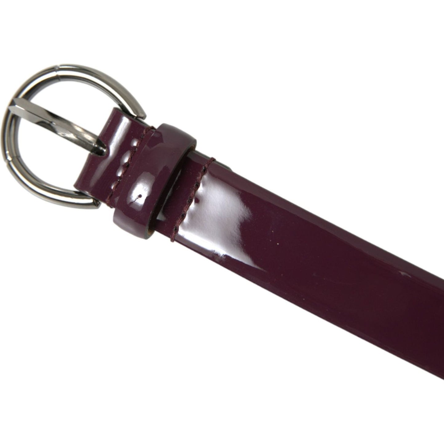 Dolce & Gabbana Maroon Leather Silver Metal Buckle Belt