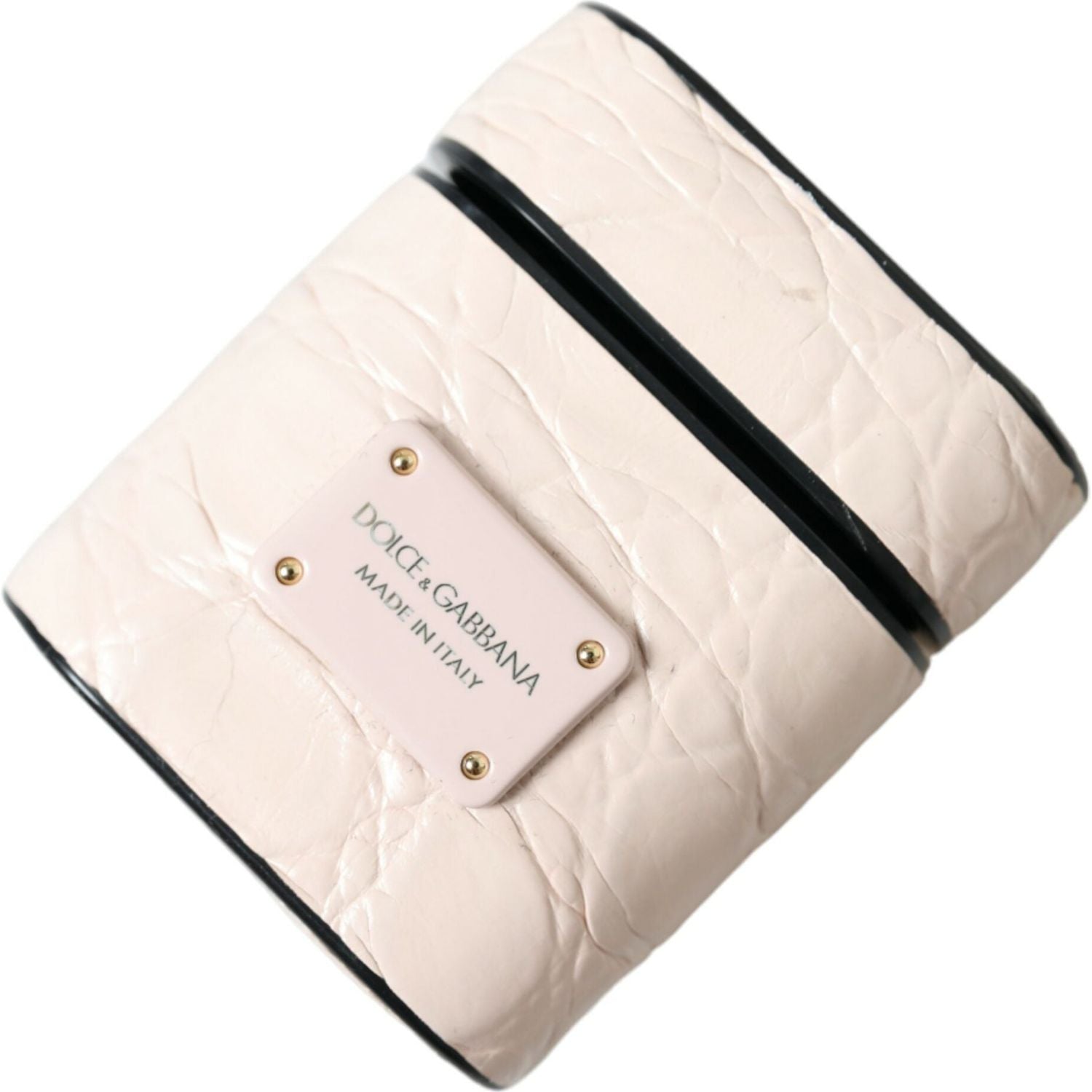 حافظة Airpod جلدية أنيقة باللون الوردي الفاتح من دولتشي آند غابانا