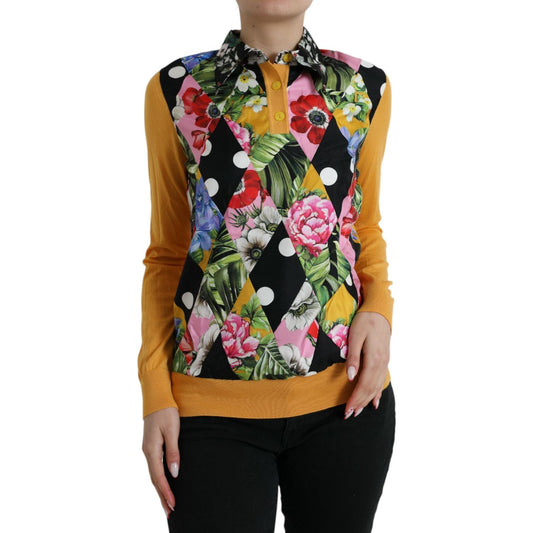 Dolce & Gabbana Multicolor Patchwork Cashmere Henley Sweater TSH852021-40