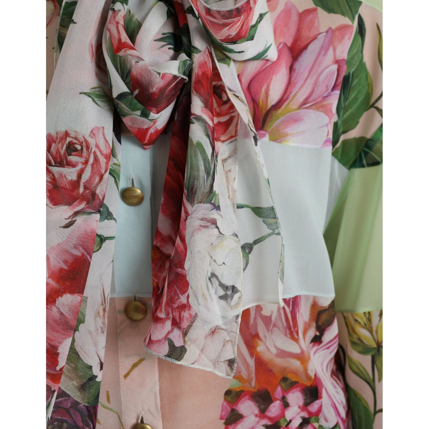 优雅多色真丝混纺长袖上衣