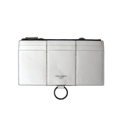 Dolce & Gabbana White Calfskin Leather Large Crossbody Card Holder Wallet