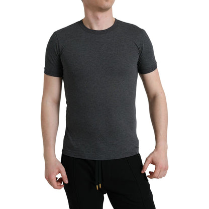 Dolce & Gabbana Dark Gray Cotton Crew Neck T-shirt