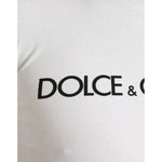 Dolce & Gabbana White Logo Print Cotton Crew Neck T-shirt