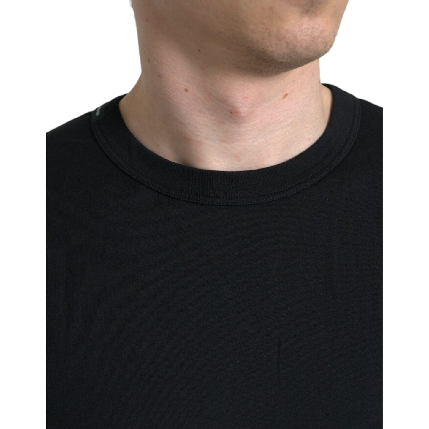 Dolce & Gabbana Black Logo Embossed Crew Neck Short Sleeves T-shirt
