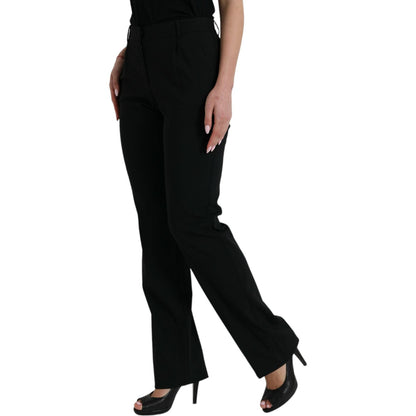 Dolce & Gabbana Black Wool Mid Waist Tapered Pants