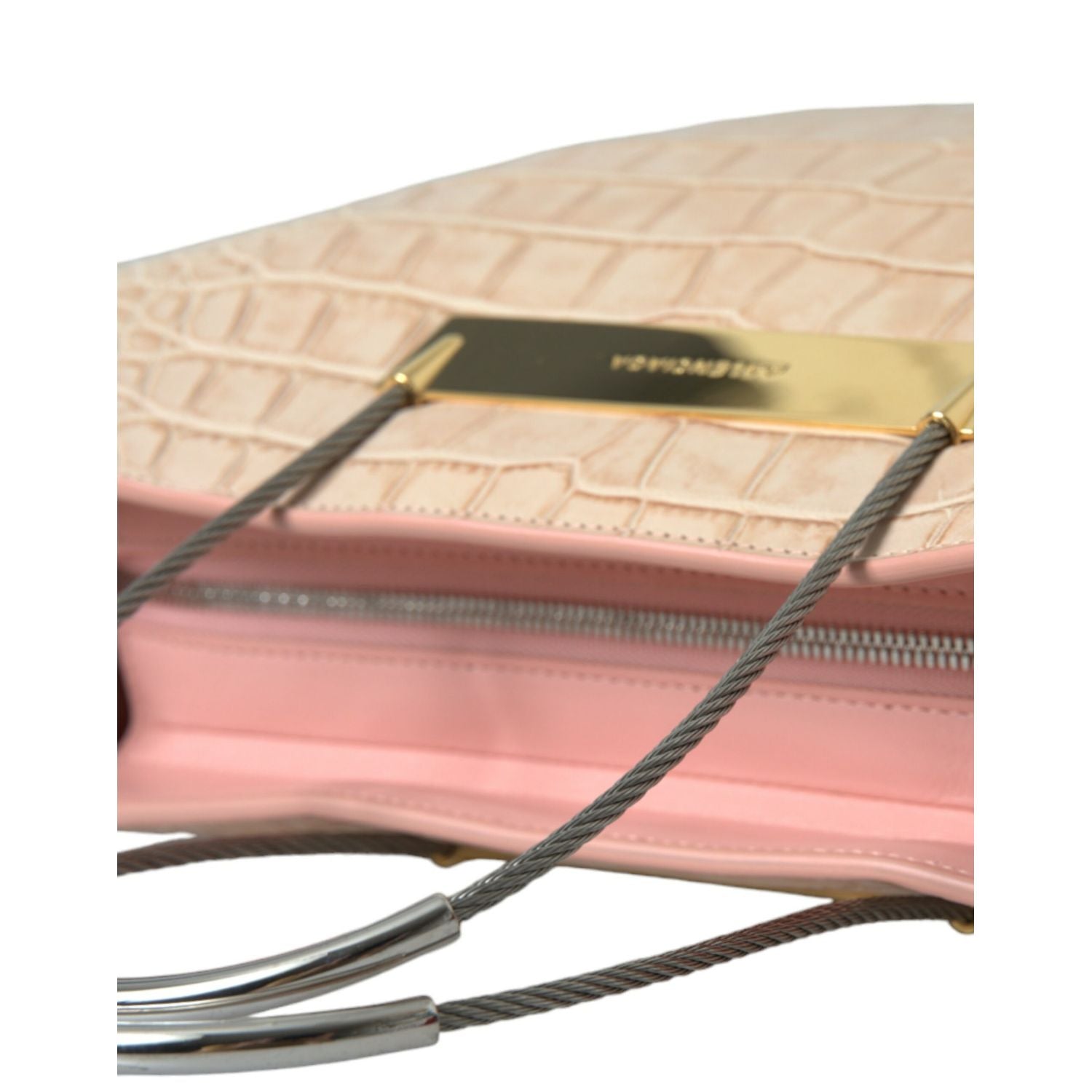 Balenciaga Pink Exotic Leather Embossed Cable Handle Shopper Tote Bag