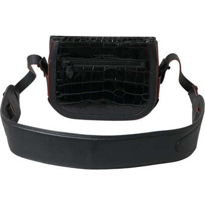 Balenciaga Black Exotic Leather Shoulder Crossbody Camera Bag