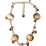 Dolce & Gabbana Gold Brass Leopard Fur Pearl Collier Chain Belt
