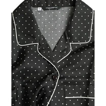 Dolce & Gabbana Black Polka Dot Silk Long Sleeve Shirt