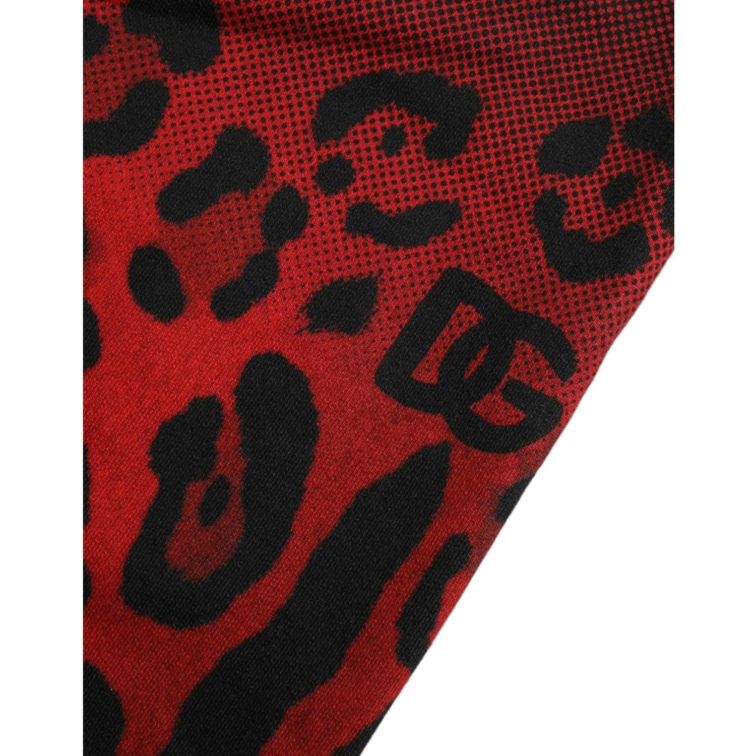 红色豹纹棉质百慕大短裤