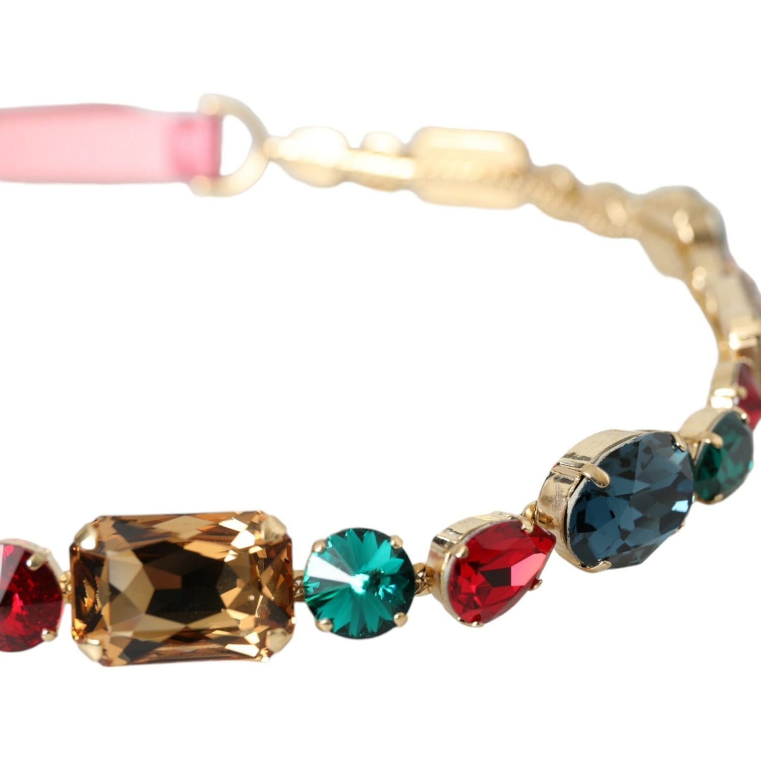 粉色皮革水晶链缀饰腰带