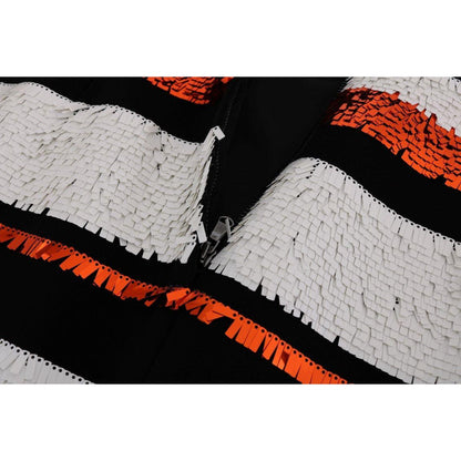 Dolce & Gabbana Multicolored Striped Sequined Stretch Dress