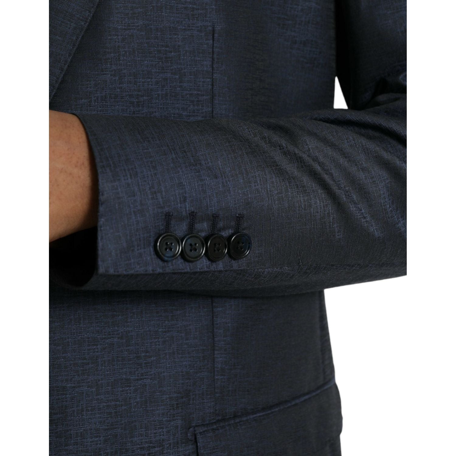 蓝色羊毛 GOLD 单排扣大衣