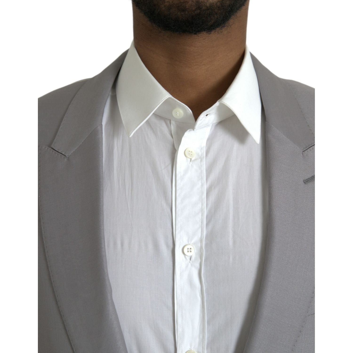 灰色羊毛单排扣大衣