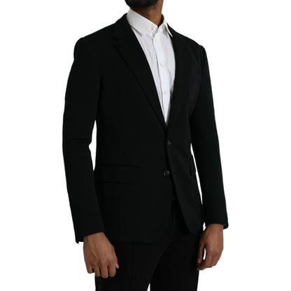 Dolce & Gabbana Black Wool Notch Single Breasted Coat Blazer