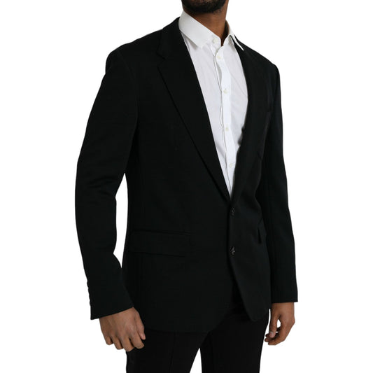 Dolce & Gabbana Black Wool Single Breasted Coat Blazer KOS2238-54