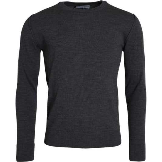 Dolce & Gabbana Dark Gray Wool Crew Neck Pullover Sweater TSH84668-54
