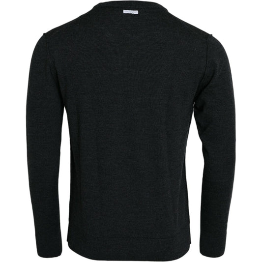 Dolce & Gabbana Dark Gray Wool Crew Neck Pullover Sweater TSH84673-52