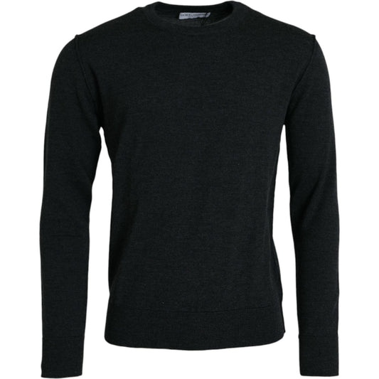 Dolce & Gabbana Dark Gray Wool Crew Neck Pullover Sweater TSH84673-52