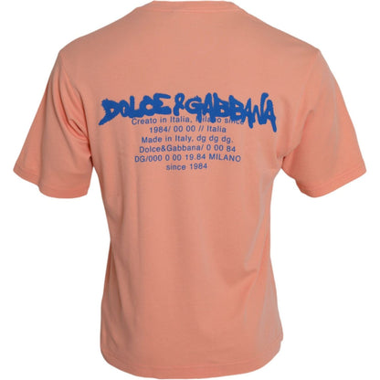 Dolce & Gabbana Coral Cotton Logo Print Short Sleeve T-shirt