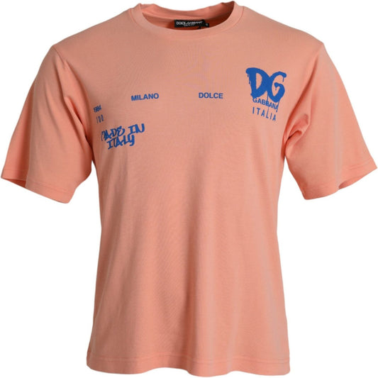 Dolce & Gabbana Coral Cotton Logo Print Short Sleeve T-shirt TSH84572-46