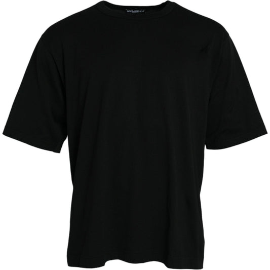 Dolce & Gabbana Black Logo Embossed Crew Neck Short Sleeves T-shirt TSH84604-XL