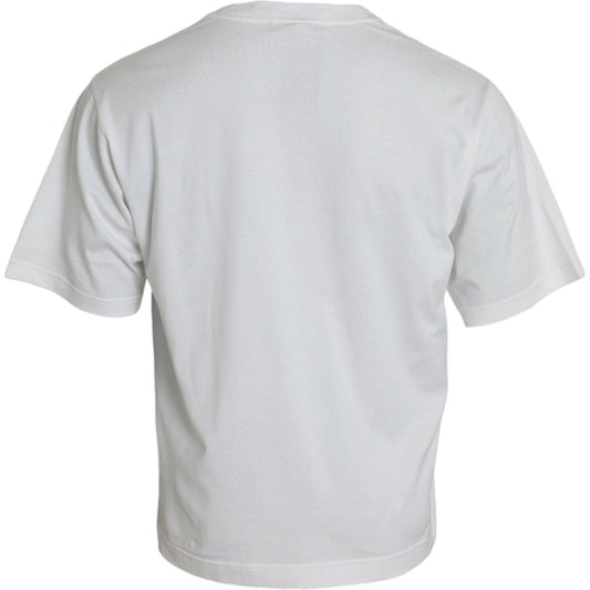Dolce & Gabbana White Embellished Cotton Crew Neck T-shirt TSH84619-54