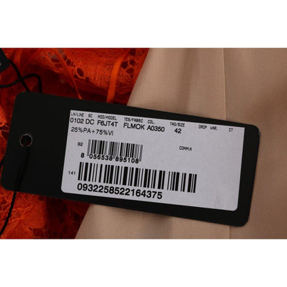 Dolce & Gabbana Orange Floral Ricamo Sheath Long Dress