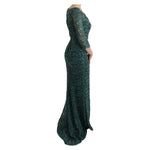 Dolce & Gabbana Green Floral Crystal Ricamo Sheath Dress
