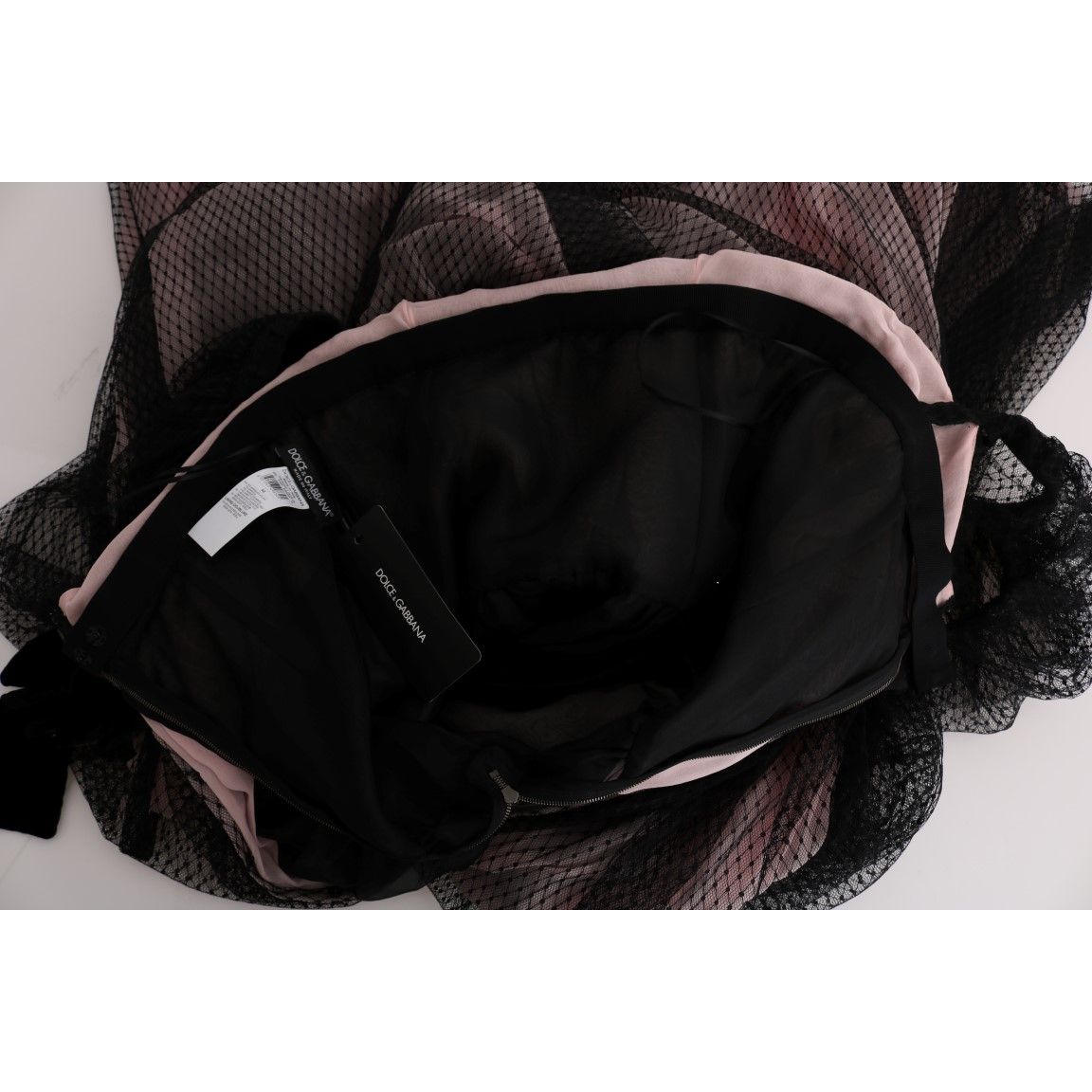 Dolce & Gabbana Black Pink Silk Long Shift Dress