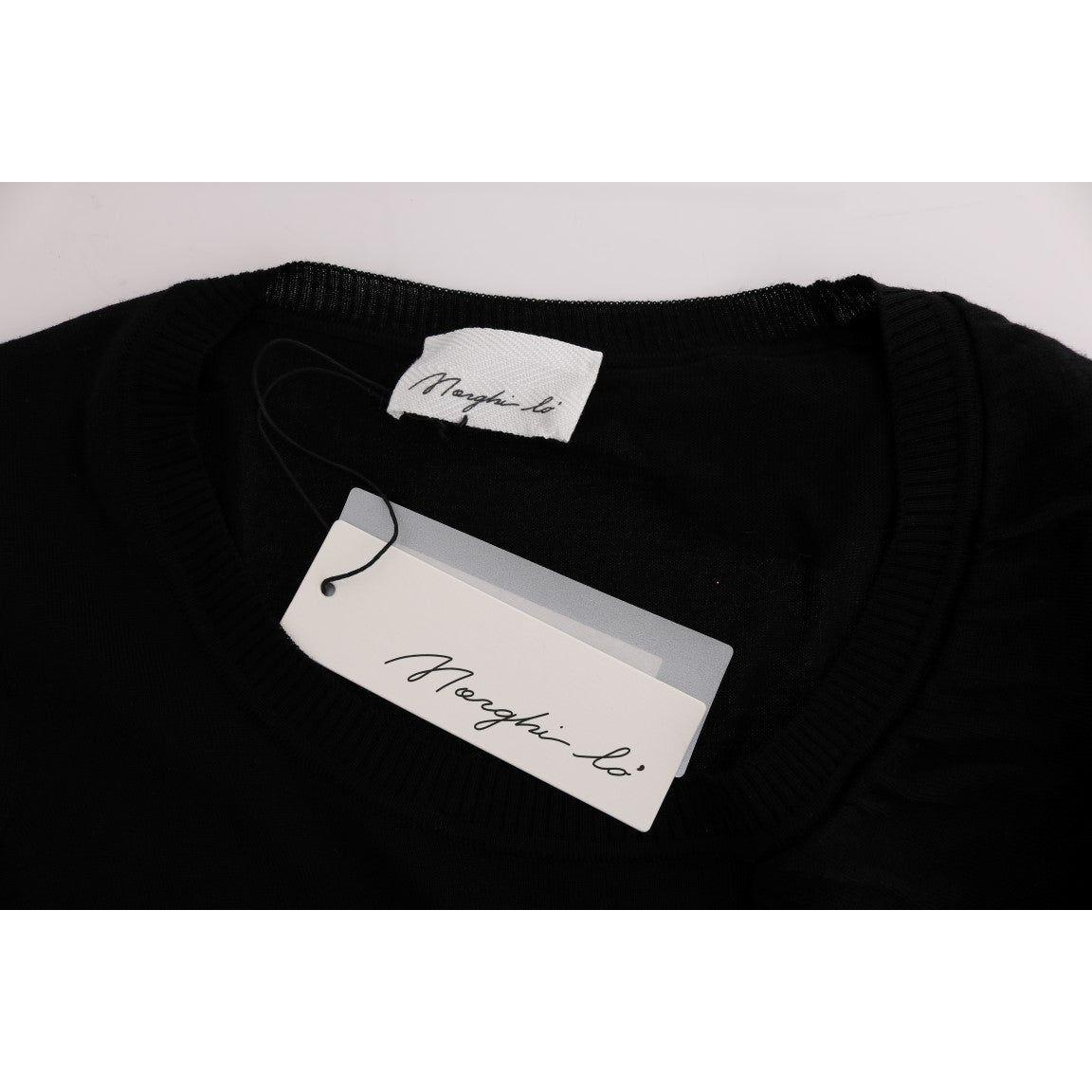 MARGHI LO' Black 100% Lana Wool Top Blouse T-shirt