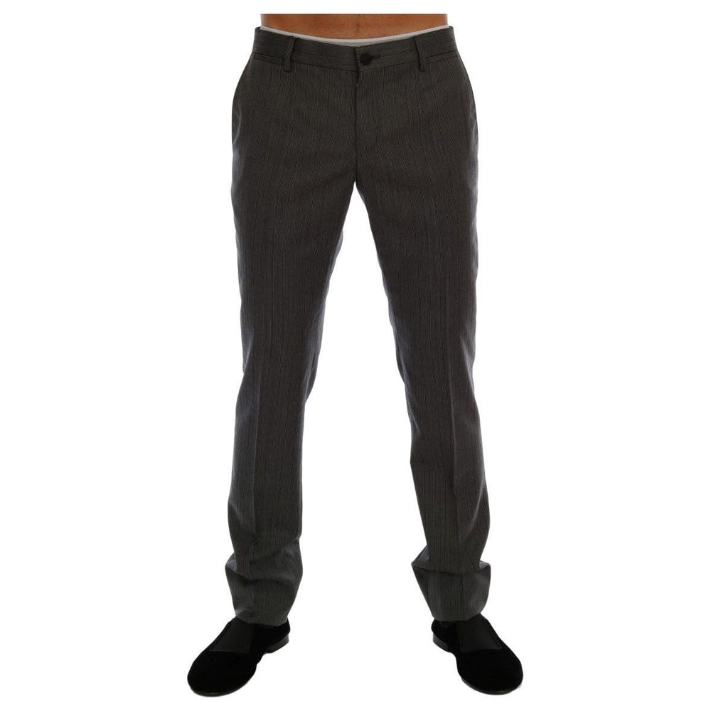 Dolce & Gabbana Gray Wool Striped Formal Pants PAN60729-4