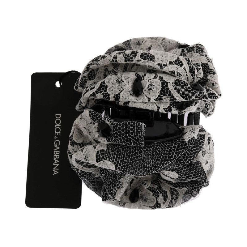 مشبك شعر أنيق من دولتشي آند غابانا مزين بالزهور باللونين الأبيض والأسود