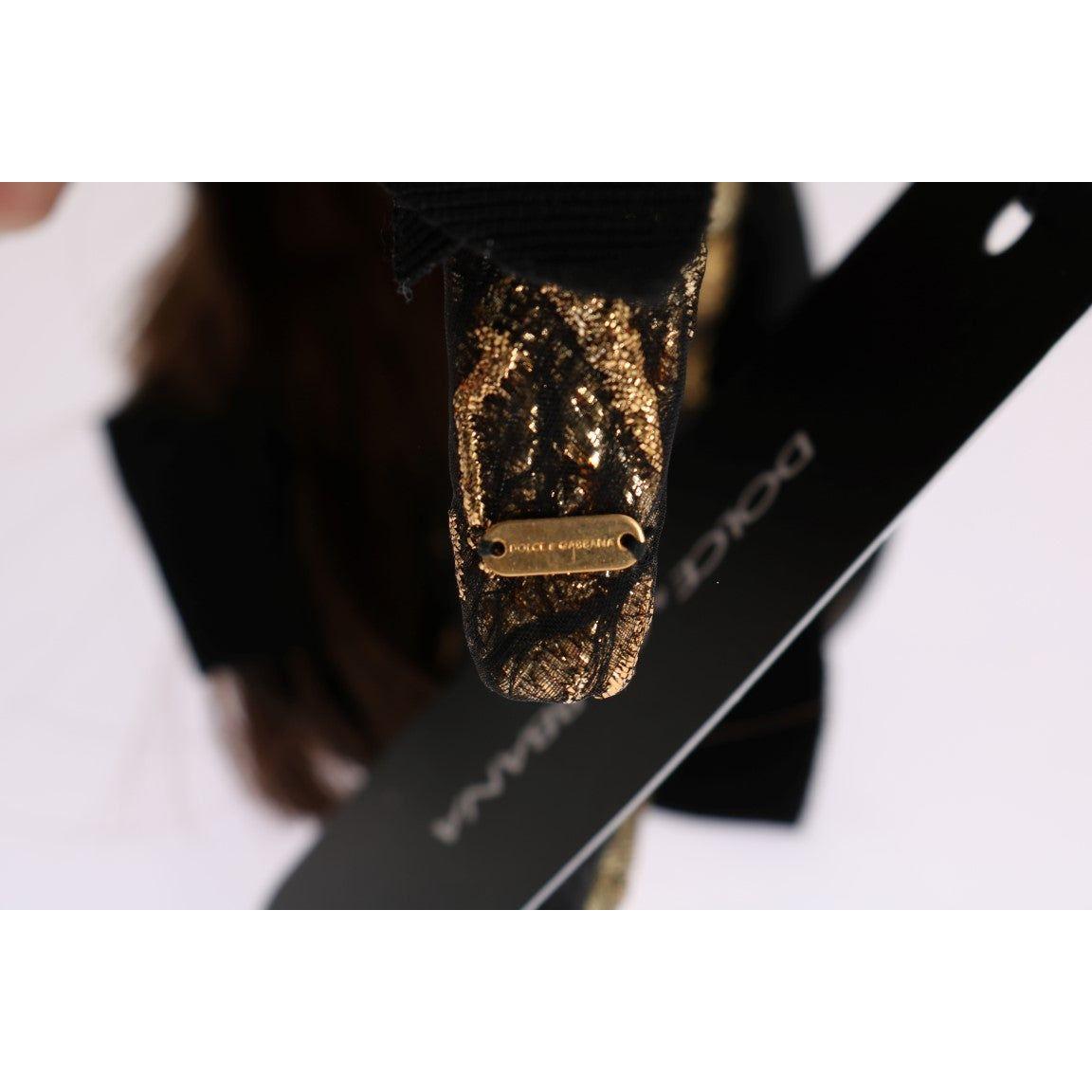 عصابة رأس مزينة بالكريستال باللون البني الذهبي من دولتشي آند غابانا