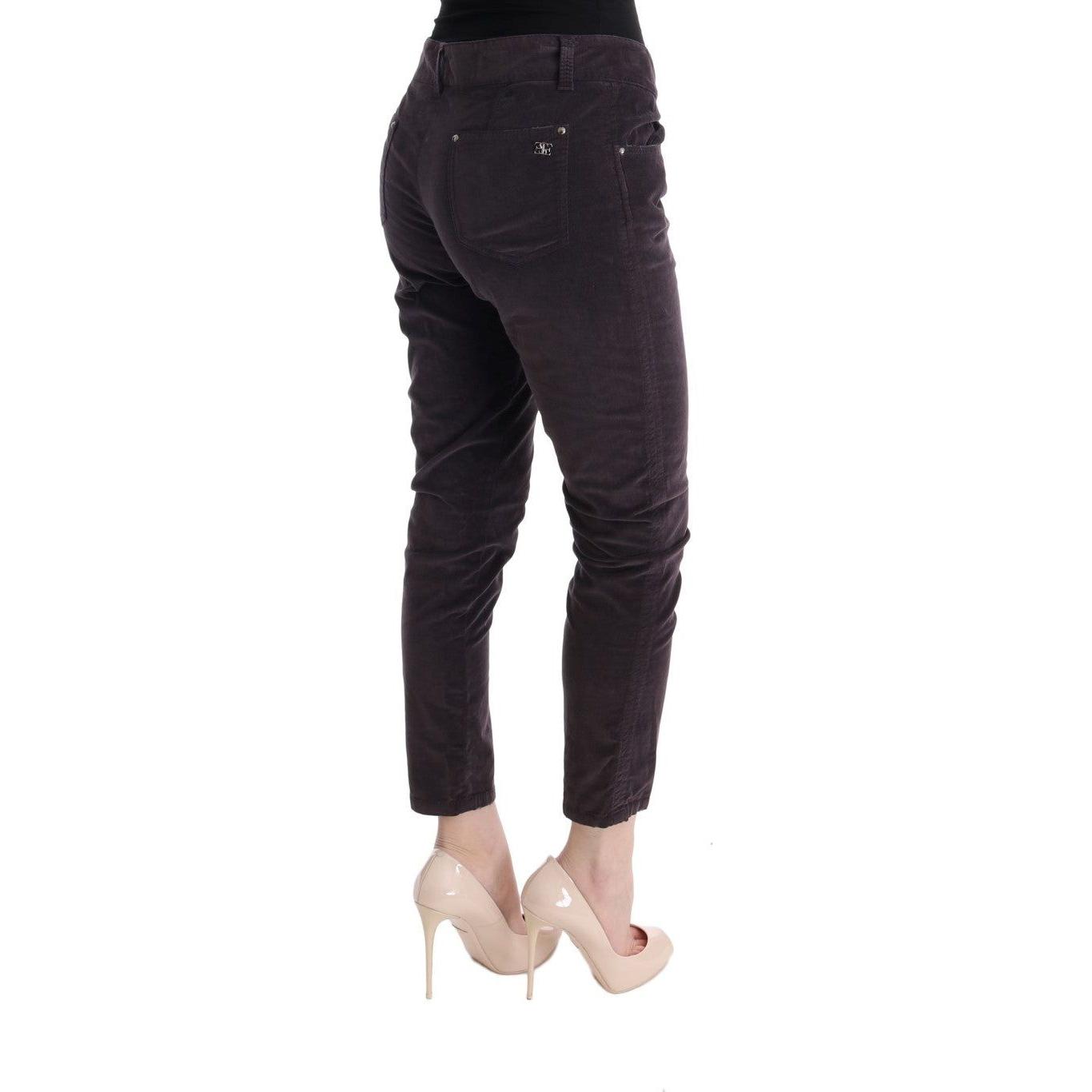 时尚棕色卡普里棉质七分裤