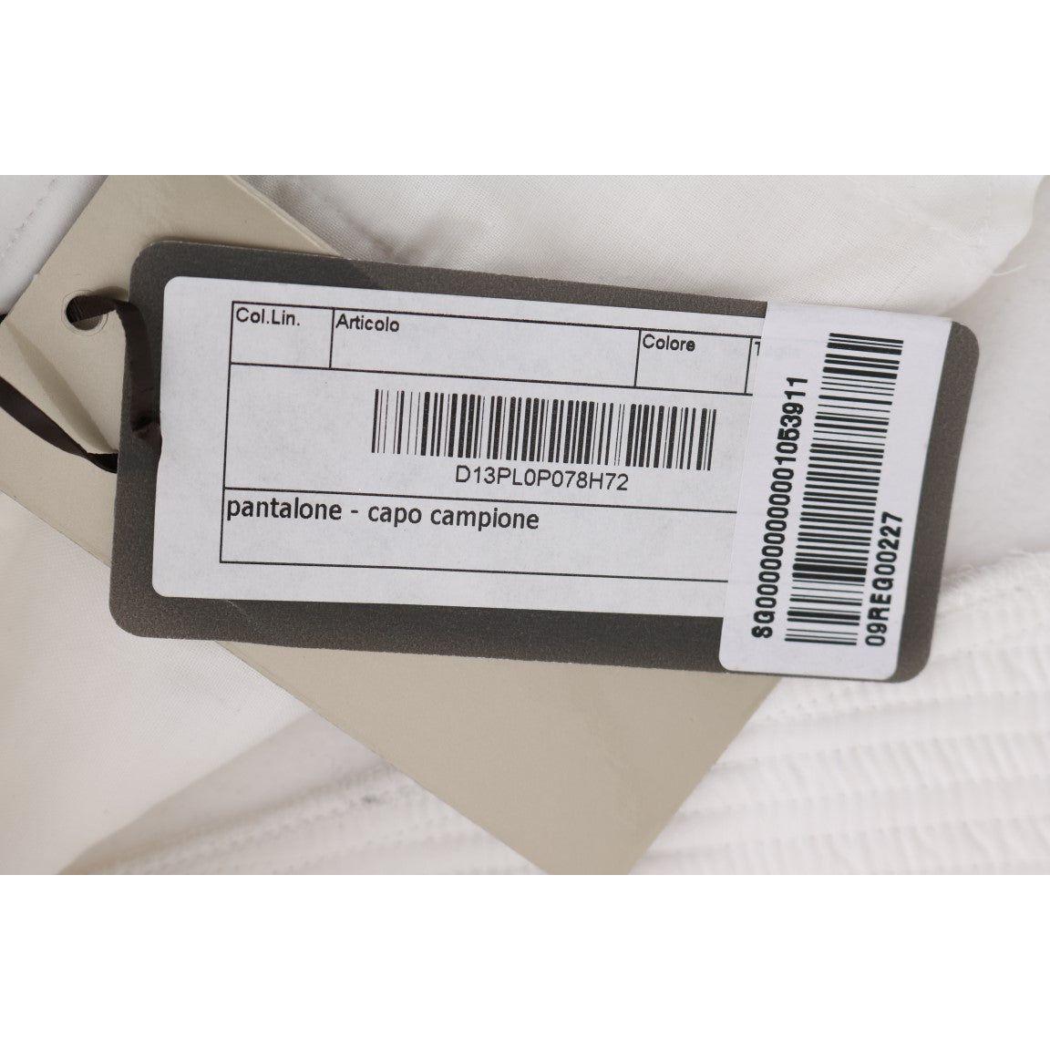 时尚白色修身棉质长裤