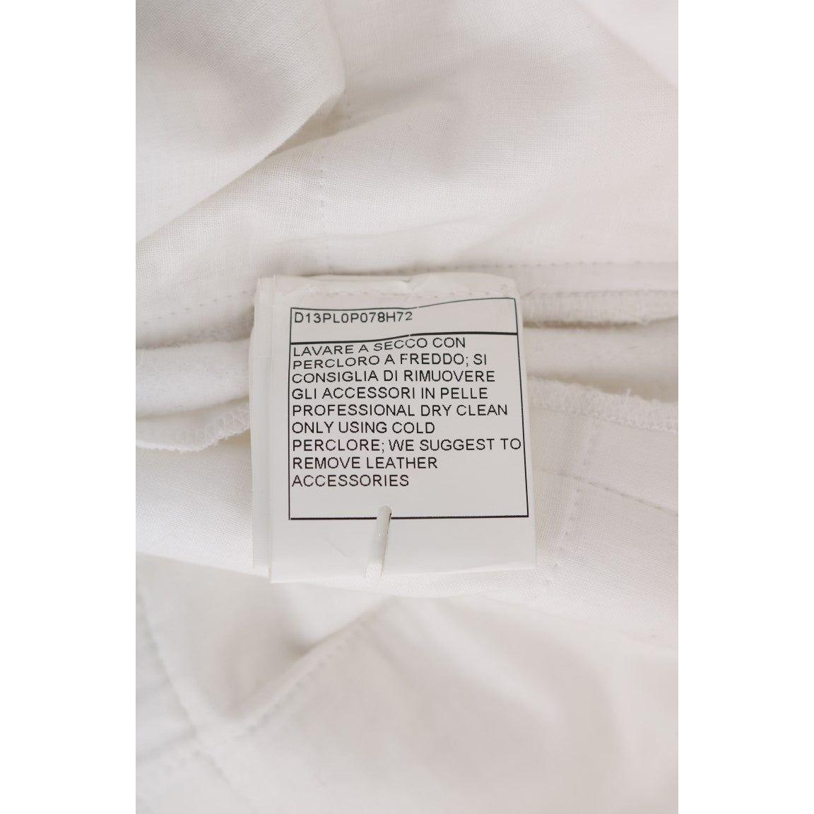 时尚白色修身棉质长裤