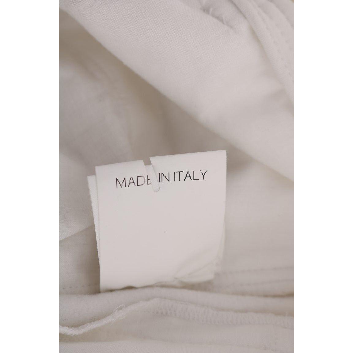 时尚白色修身棉质长裤