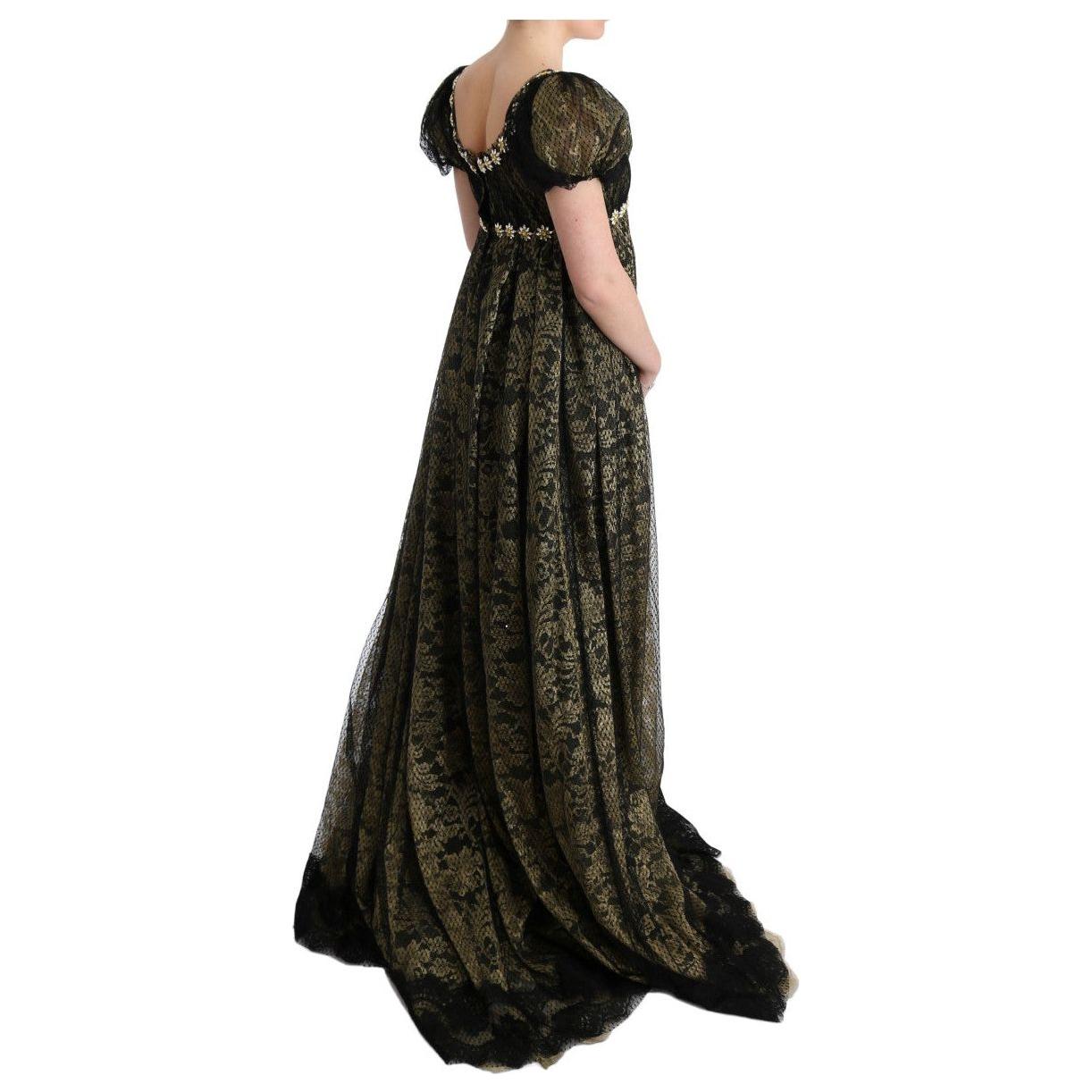 向日葵蕾丝水晶长款直筒连衣裙