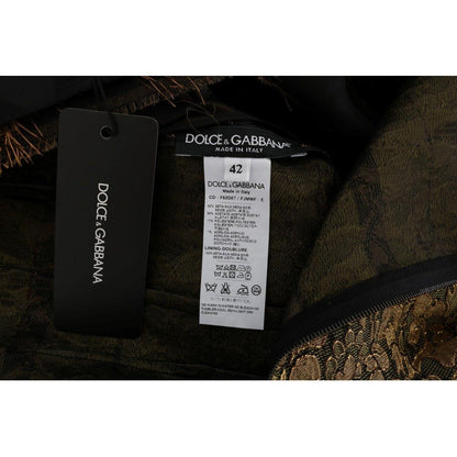 Dolce & Gabbana Black Silk Brown Fringes A-Line Dress