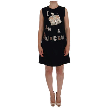 Dolce & Gabbana Black I AM A PRINCESS Crystal Shift Dress